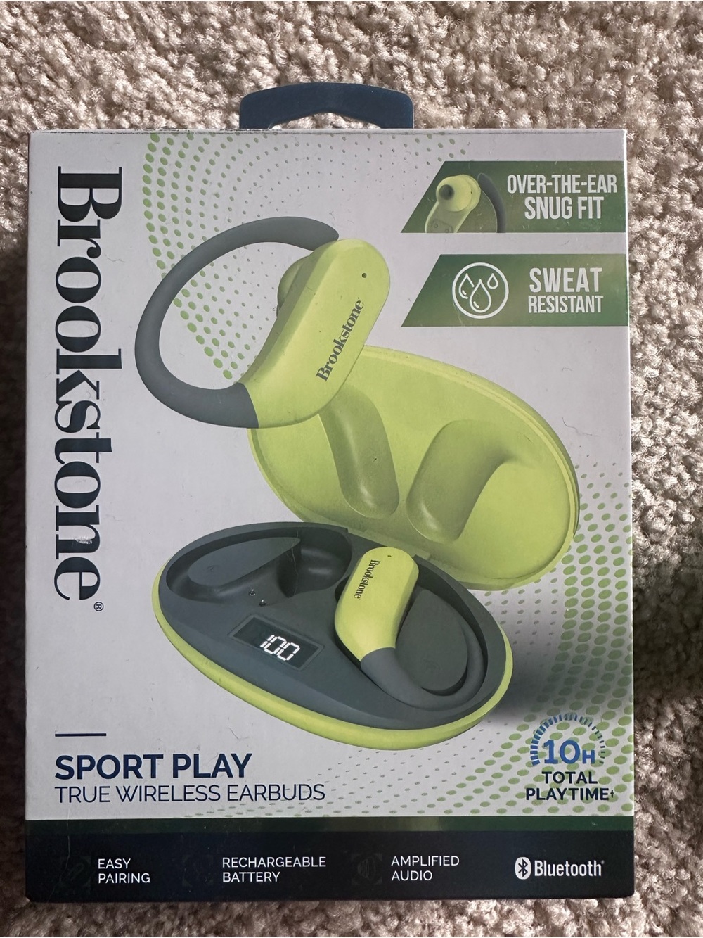 Brookstone Sport Play True Wireless Earbuds - Lime/Gray